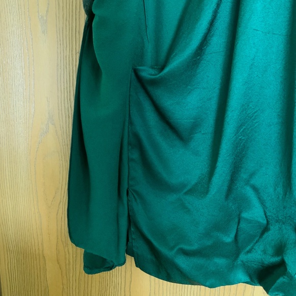 VINTAGE MARNIE WEST WRAP STYLE DRESSS SIZE 10 GREEN SHORT SLEEVES REAR ZIP SILKY - Picture 5 of 7